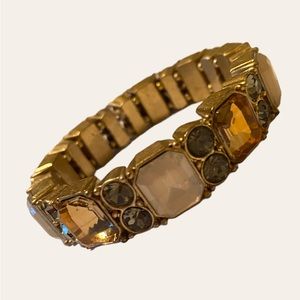 Champagne and gunmetal toned rhinestone bracelet